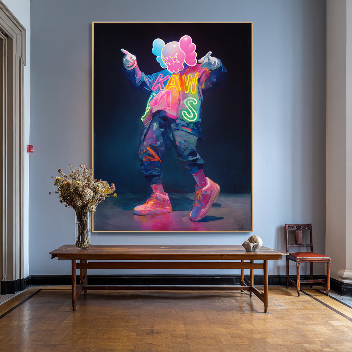Neon Rebellion - KAWS Inspired Pop Art Oil Painting