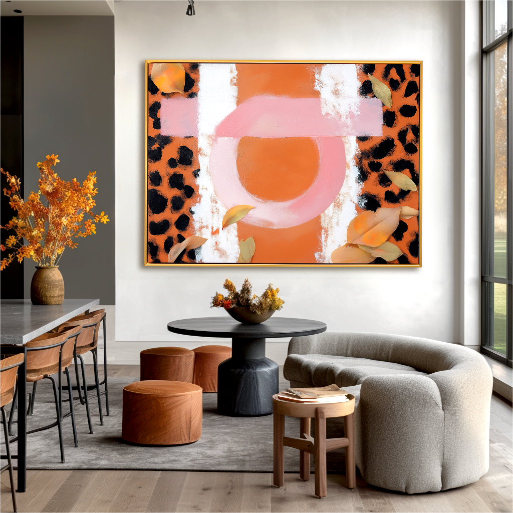 Wild Echo — Abstract Leopard Print Wall Art, Modern Pink & Orange Canvas Décor