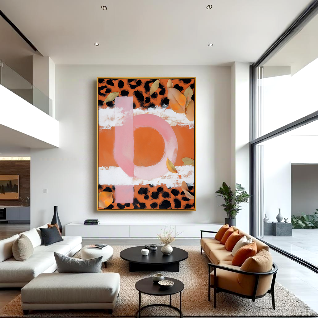 Wild Echo — Abstract Leopard Print Wall Art, Modern Pink & Orange Canvas Décor