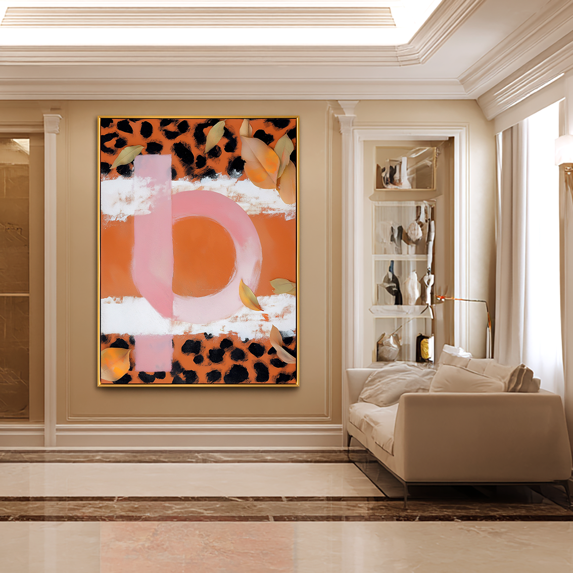 Wild Echo — Abstract Leopard Print Wall Art, Modern Pink & Orange Canvas Décor