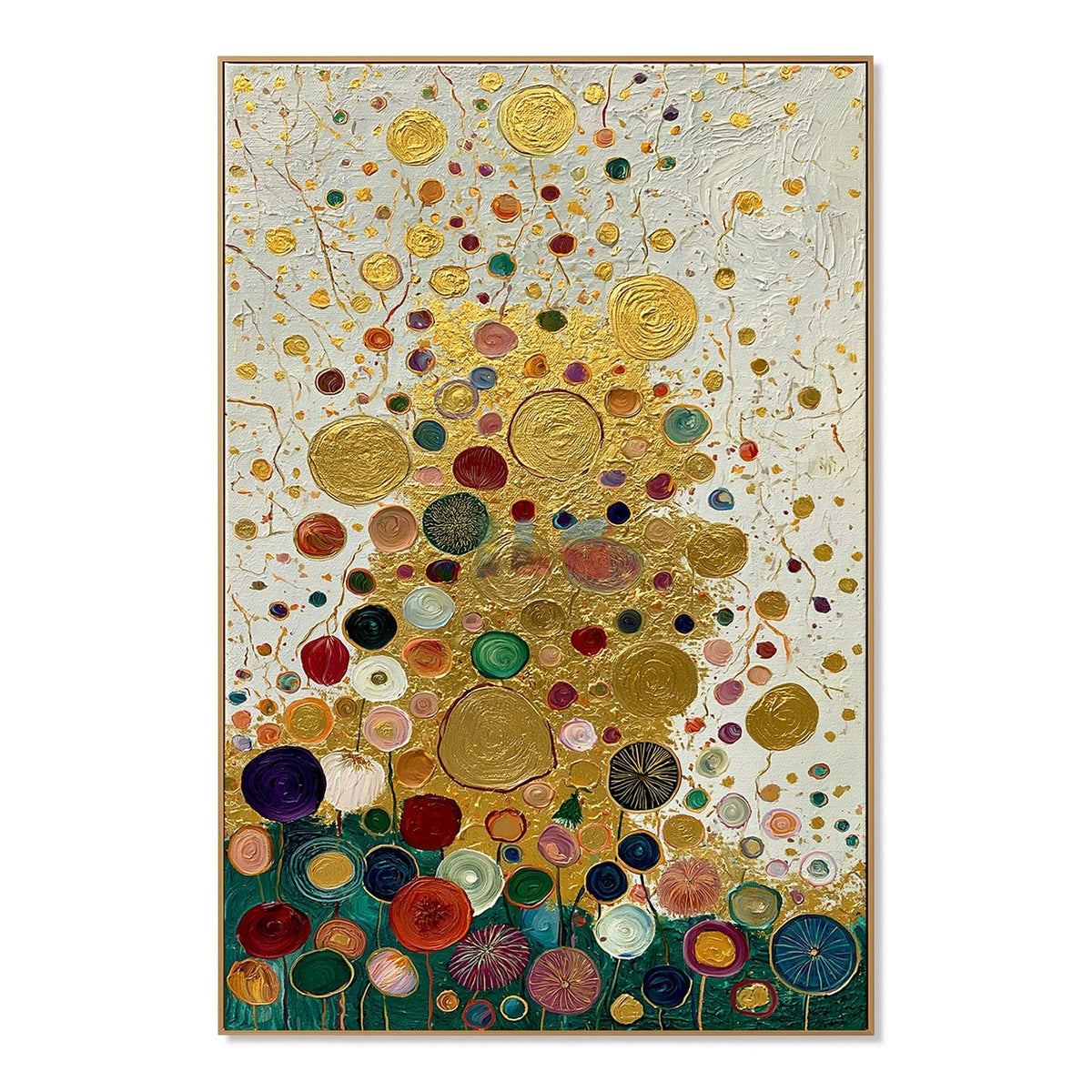 Golden Bloom Constellation – Decorative Botanical Textured Wall Art