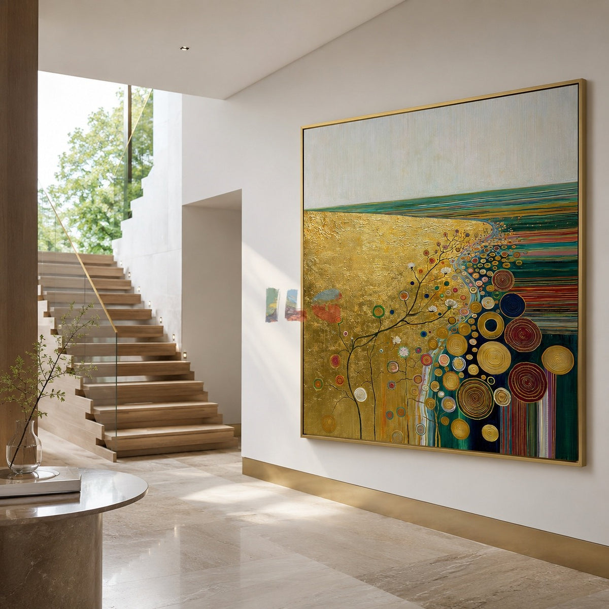 Sunlit Bloom Coast – Abstract Landscape Textured Wall Art