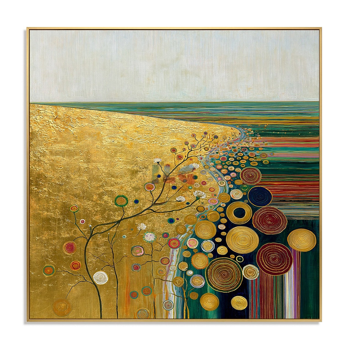 Sunlit Bloom Coast – Abstract Landscape Textured Wall Art
