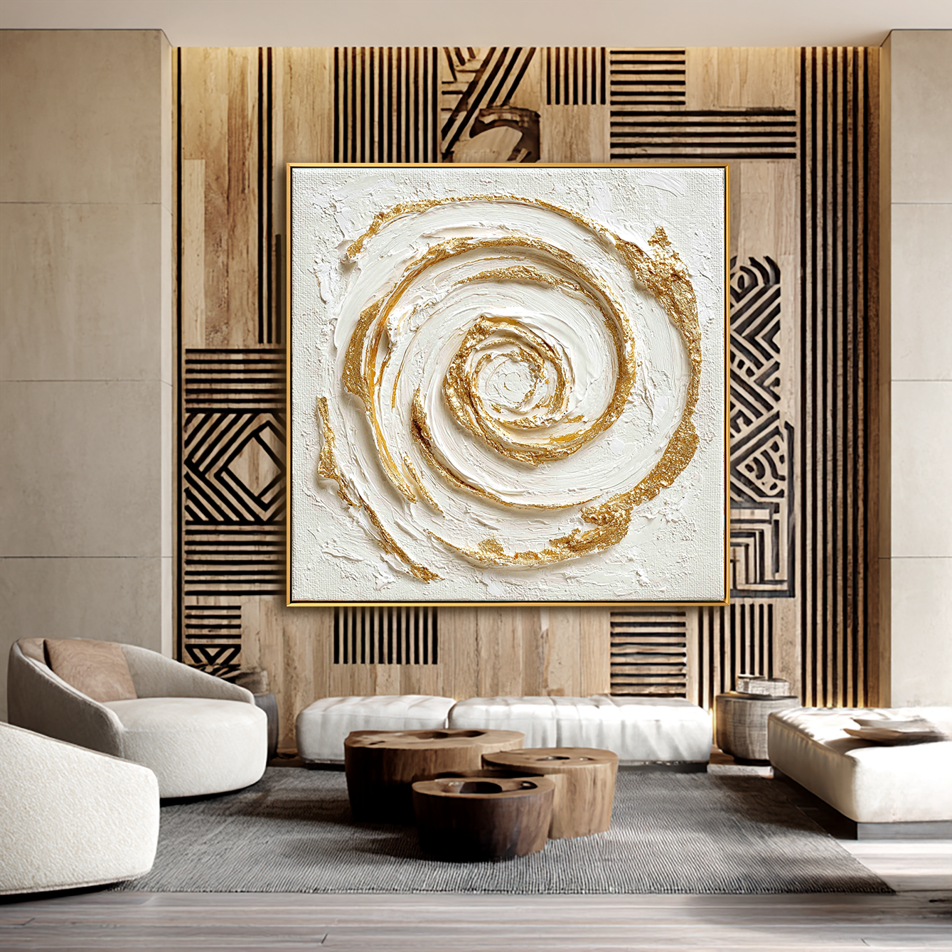 Regal Stillness — Lion Oil Painting, Hand-Painted Lion Wall Art for Living Room Décor