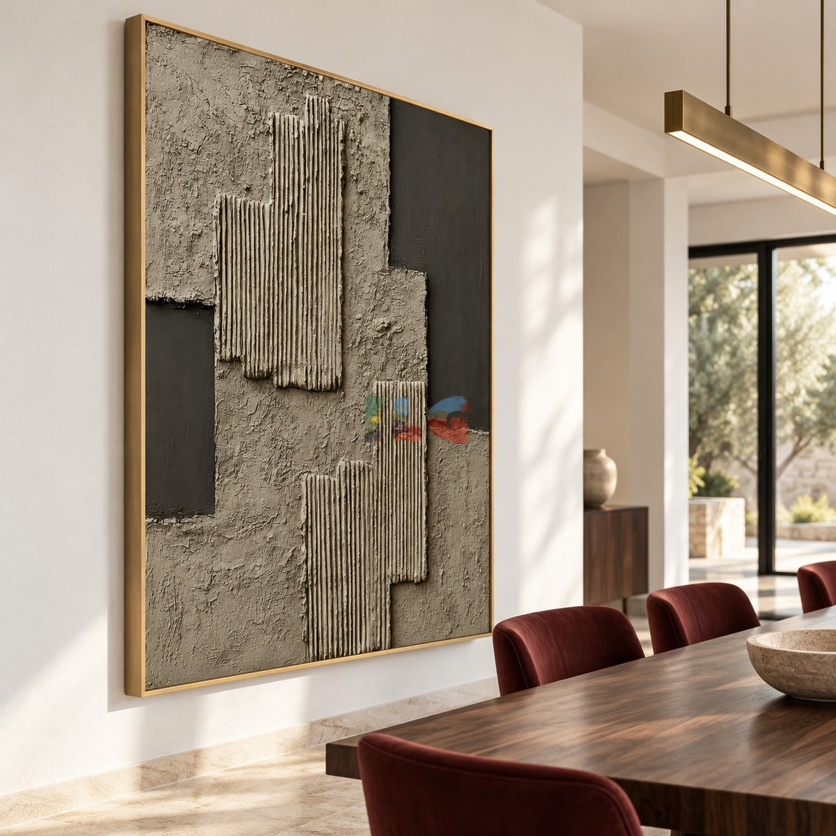 Architectural Layers – Taupe and Charcoal Sculptural Textured Abstract Wall Art