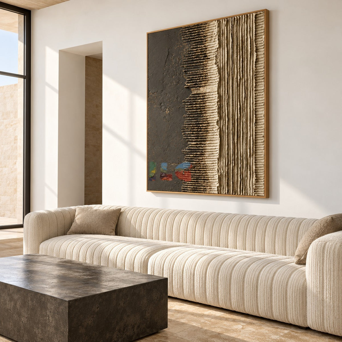 Ashen Ridges – Charcoal and Ivory Textured Abstract Wall Art