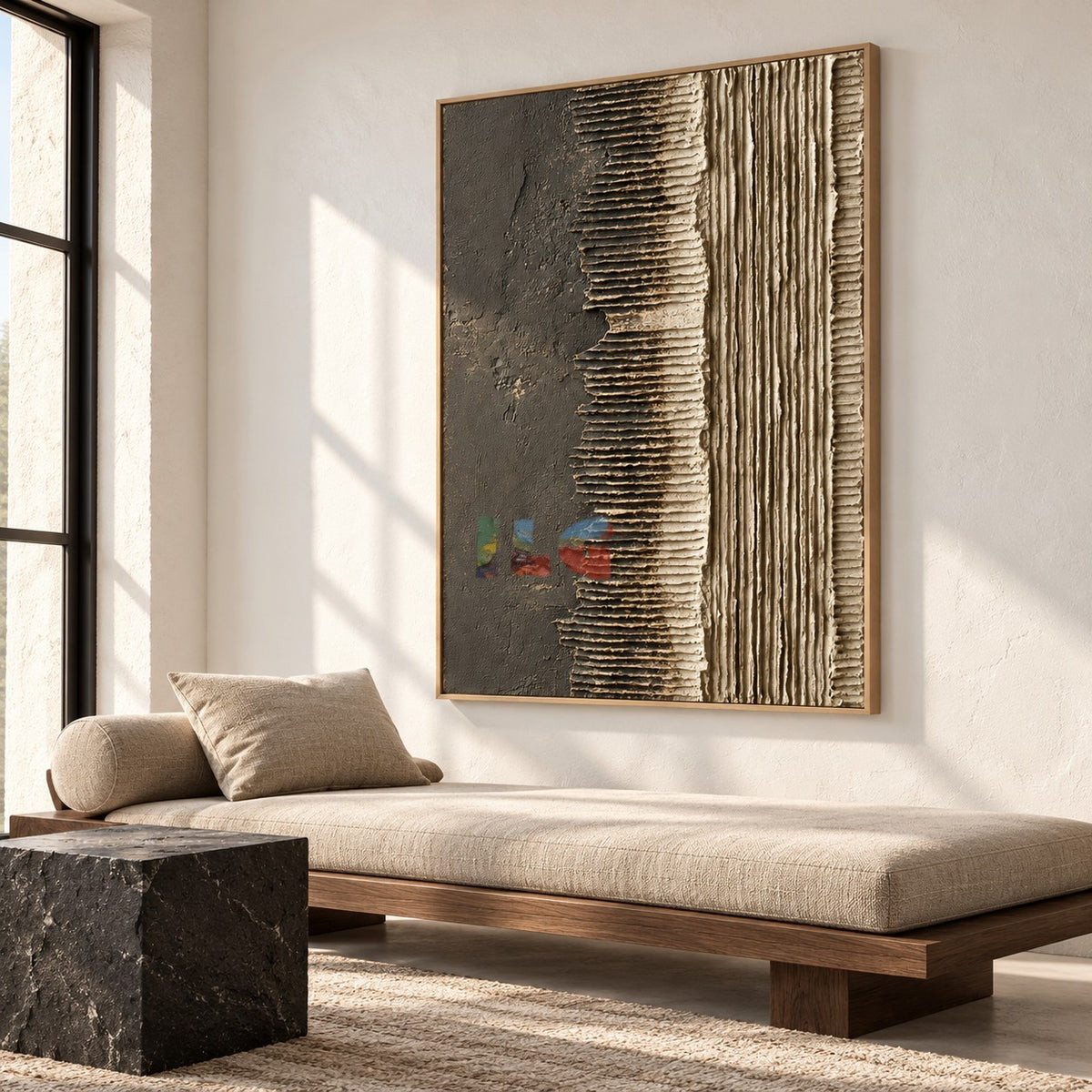Ashen Ridges – Charcoal and Ivory Textured Abstract Wall Art