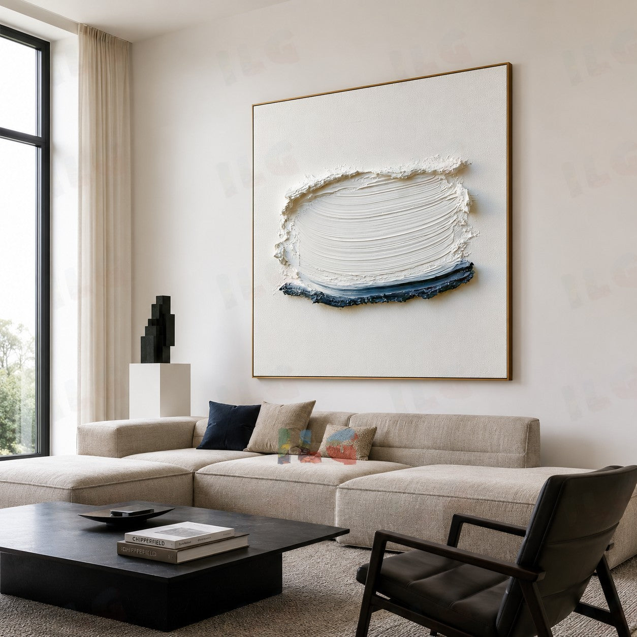 Coastal Quiet Horizon – Minimal Textured Seascape Abstract Wall Art