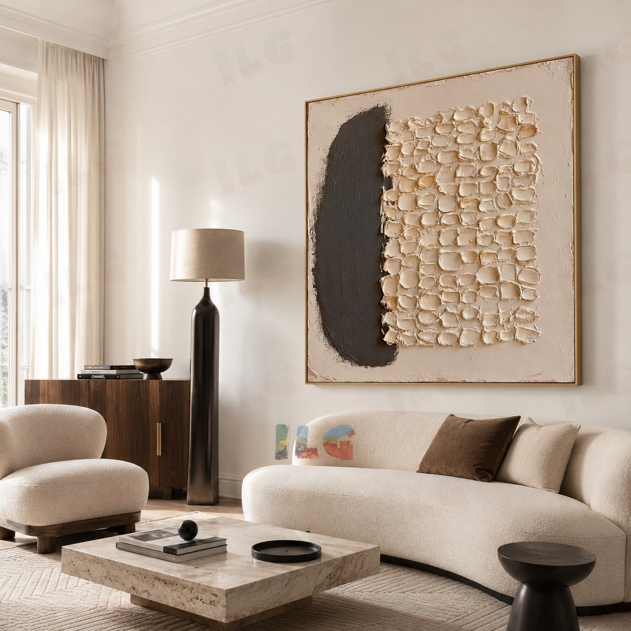 Half Field Contrast – Minimal Textured Balance Wall Art