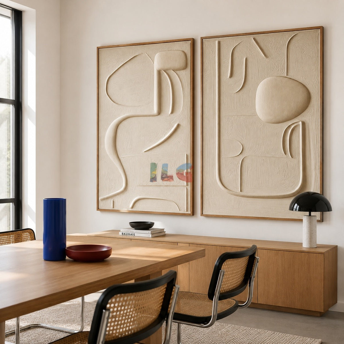 Neutral Abstract Texture Wall Art Set | Minimalist Hand-Painted Canvas Diptych
