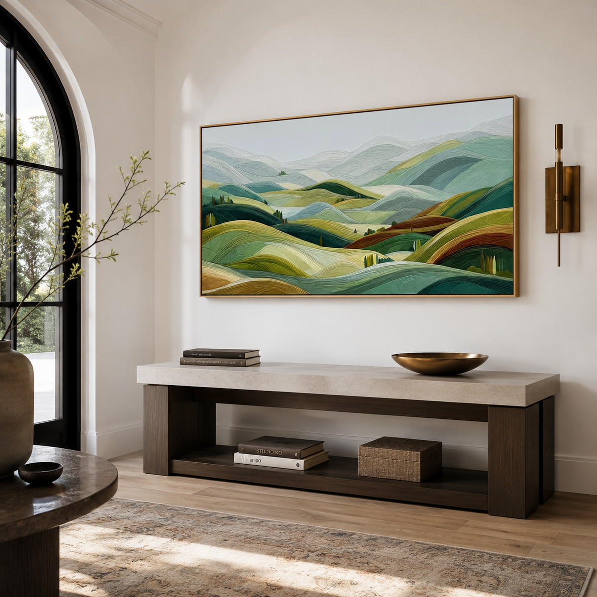 Verdant Horizon Layers – Contemporary Abstract Landscape Wall Art