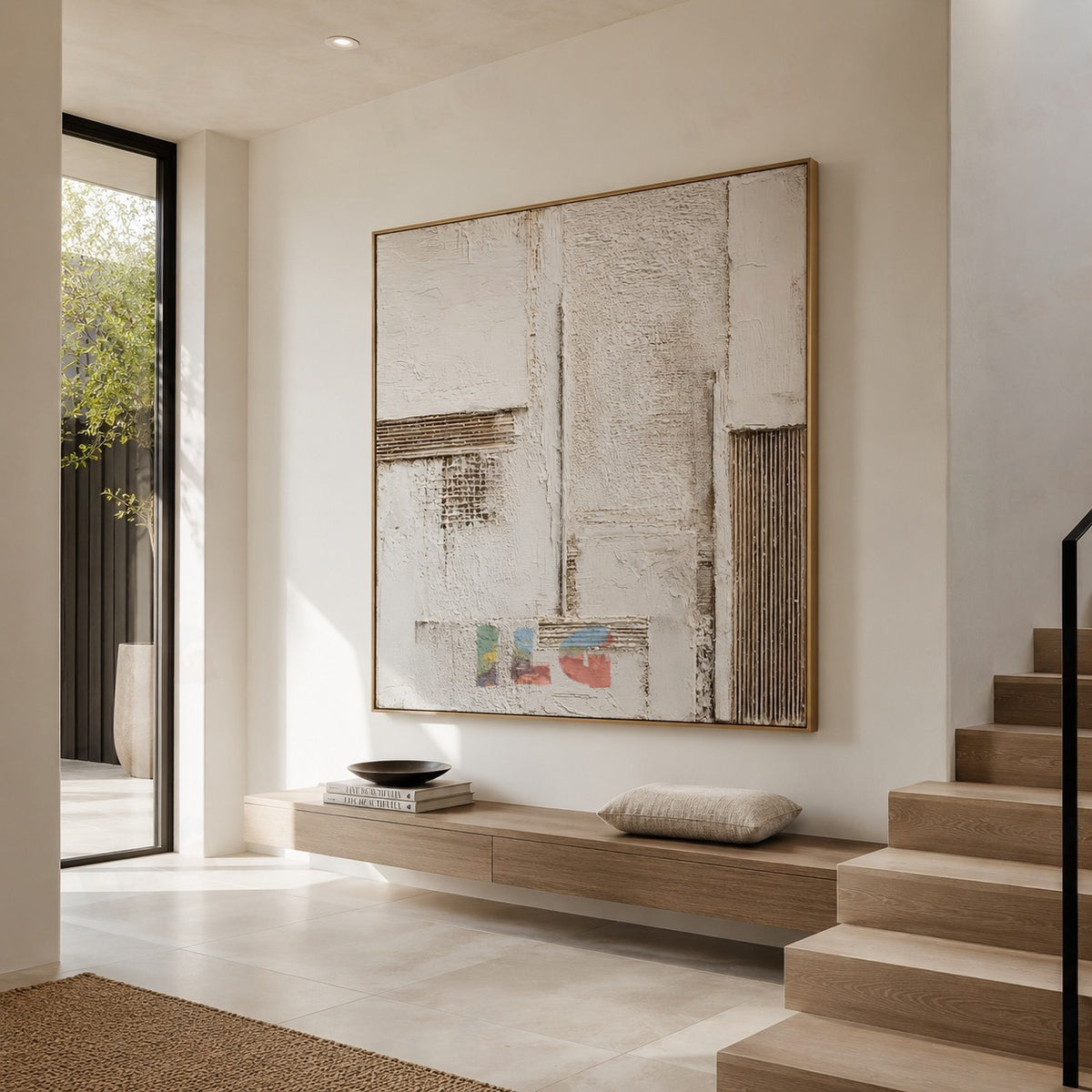 Weathered Ivory Layers – Abstract Textured Wall Art