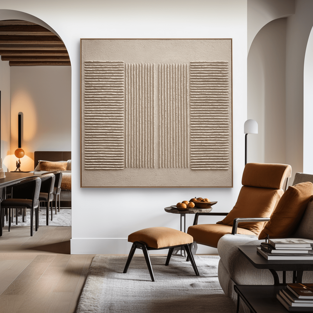 Parallel Serenity – Beige Line Textured Abstract Painting