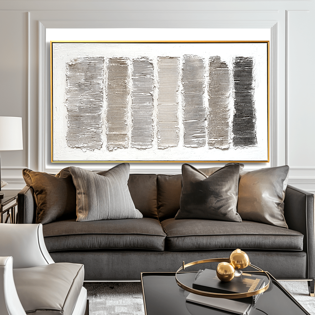 Rhythm Grid – Neutral Geometric Textured Abstract Painting