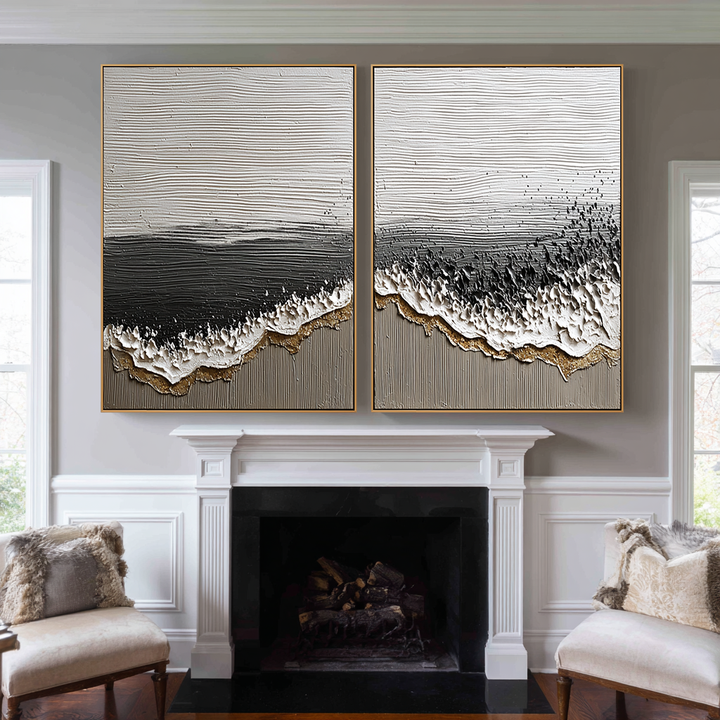 Coastal Harmony – Hand-Painted Textured Ocean Canvas Art