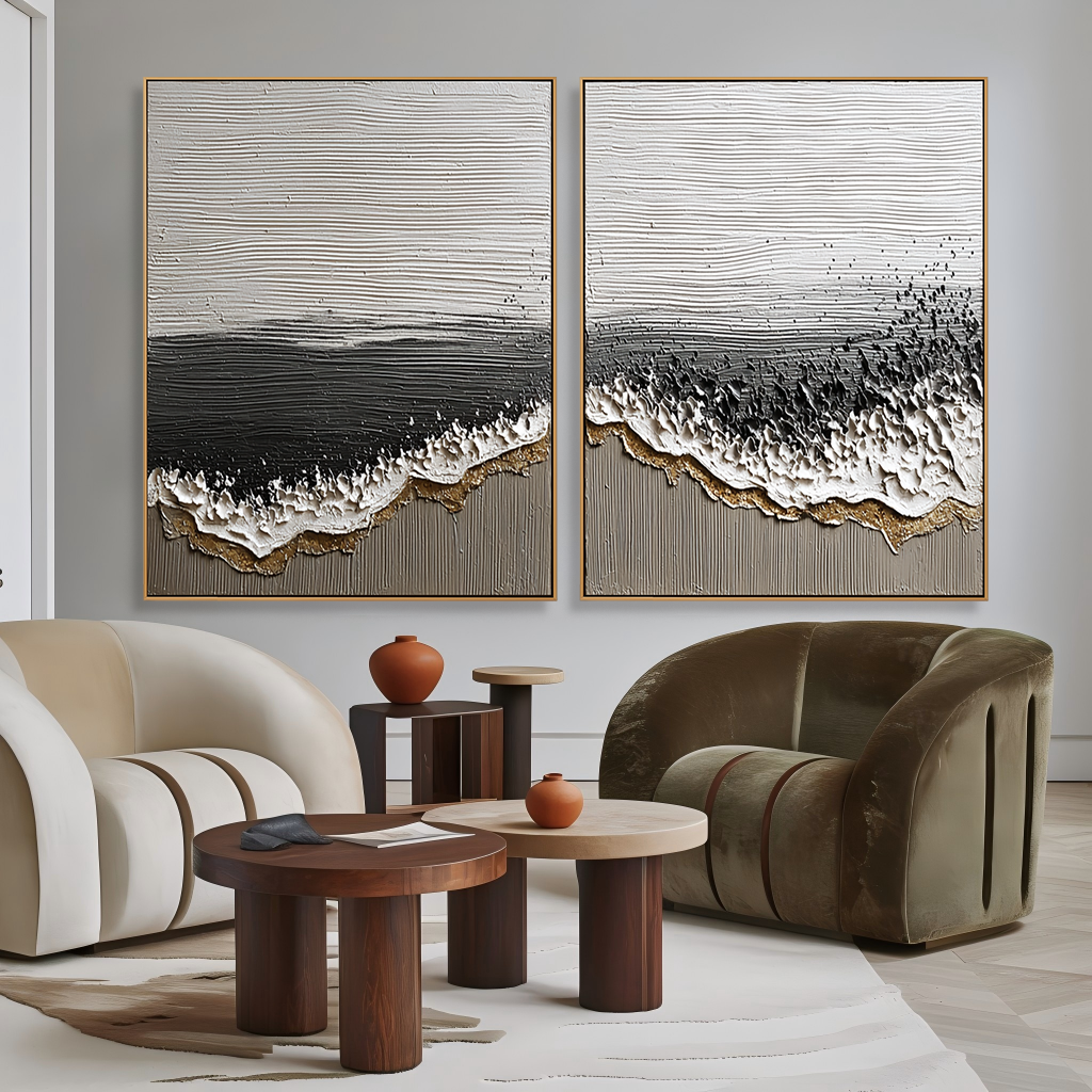 Coastal Harmony – Hand-Painted Textured Ocean Canvas Art