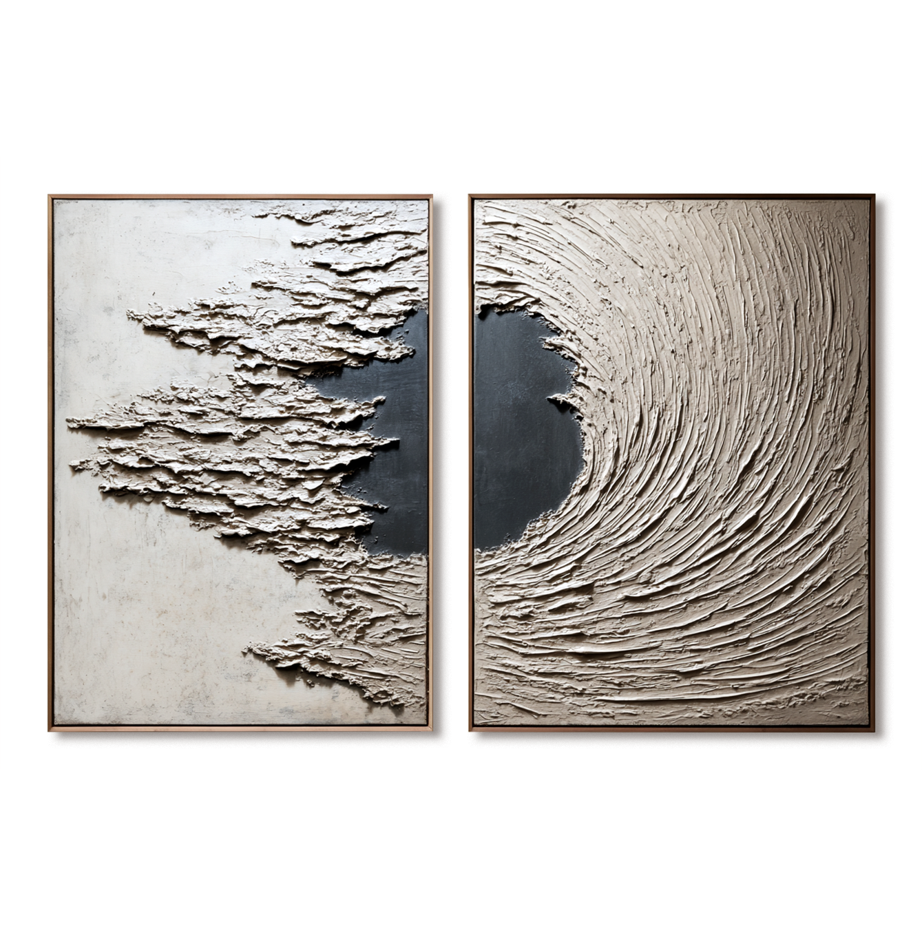 Shaped by Stillness – Textured Abstract Diptych Wall Art