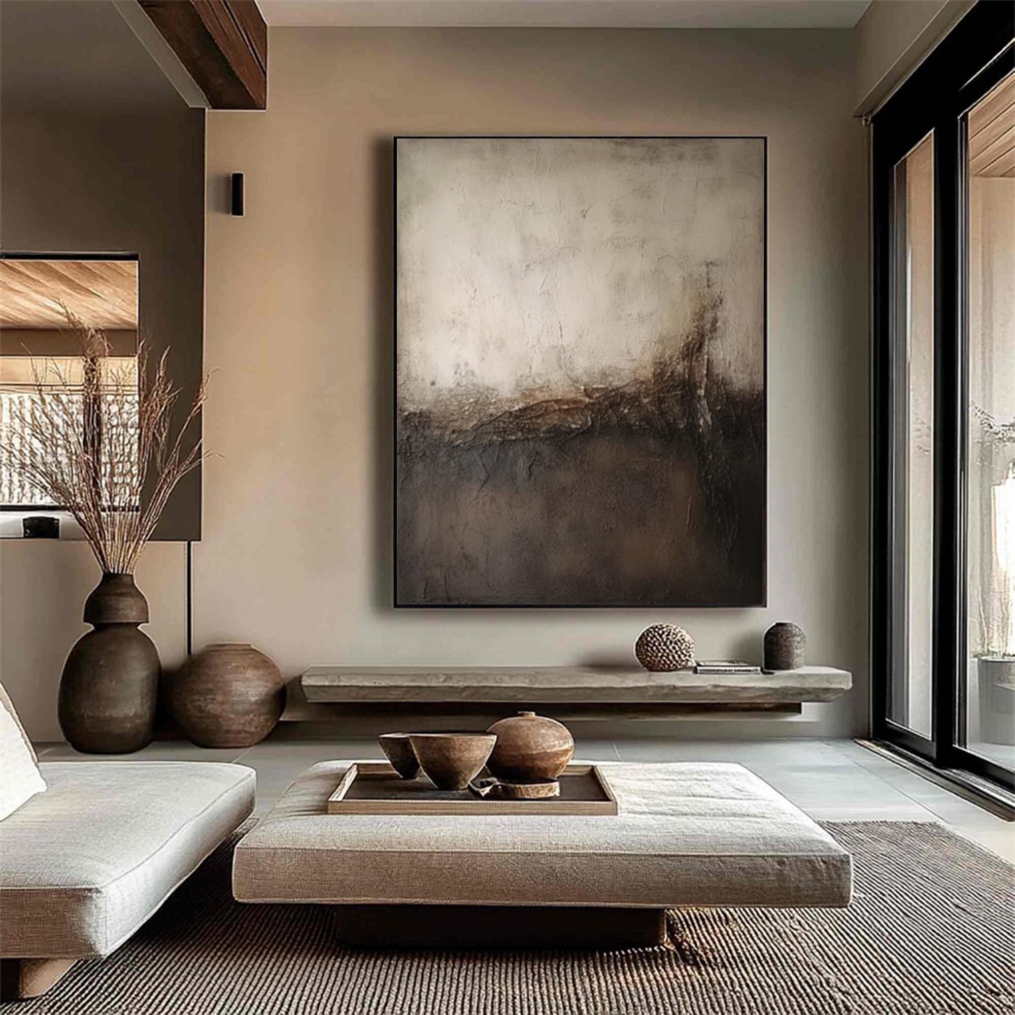 Soft Divide – Wabi-Sabi Textured Abstract Wall Art with Gentle Horizon