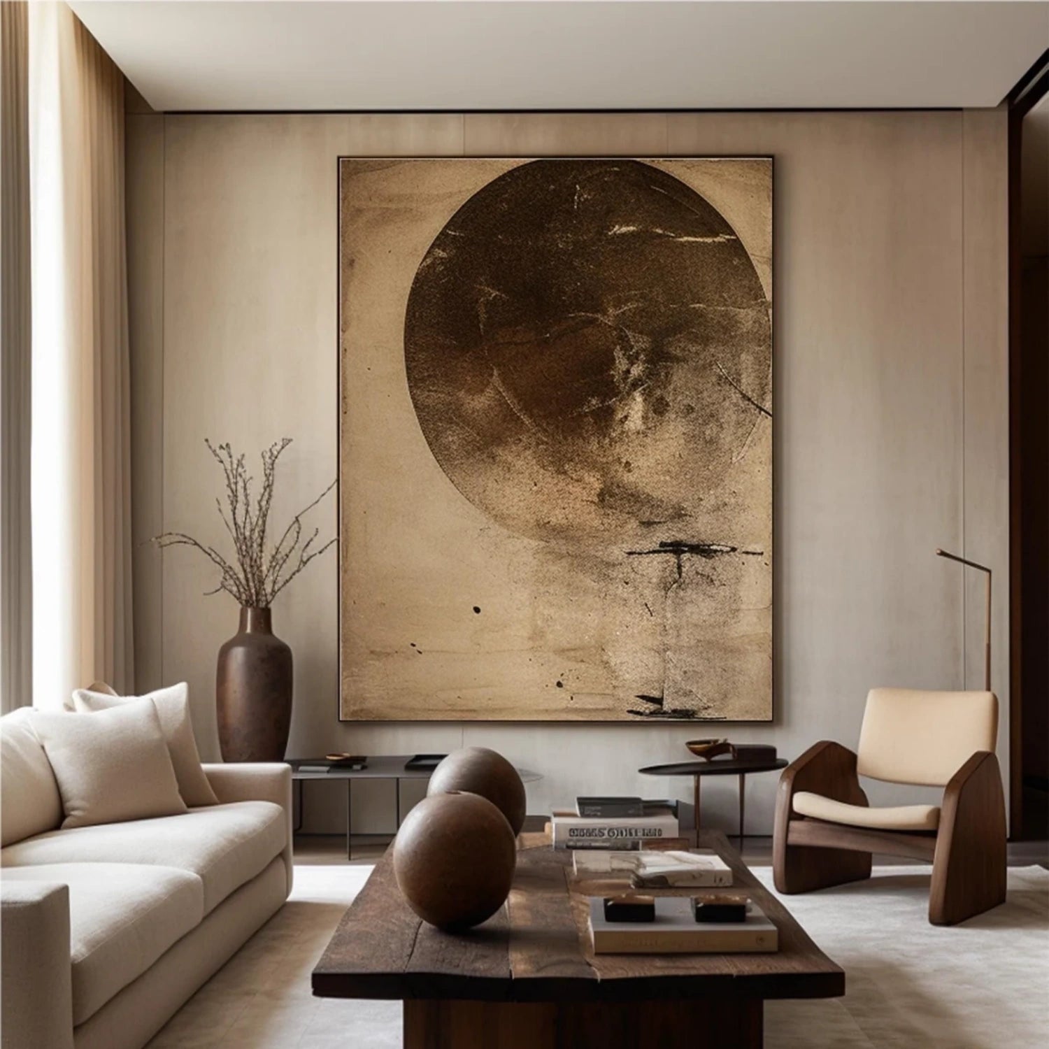 Earthen Silence – Textured Abstract Wall Art with Organic Minimalist Form
