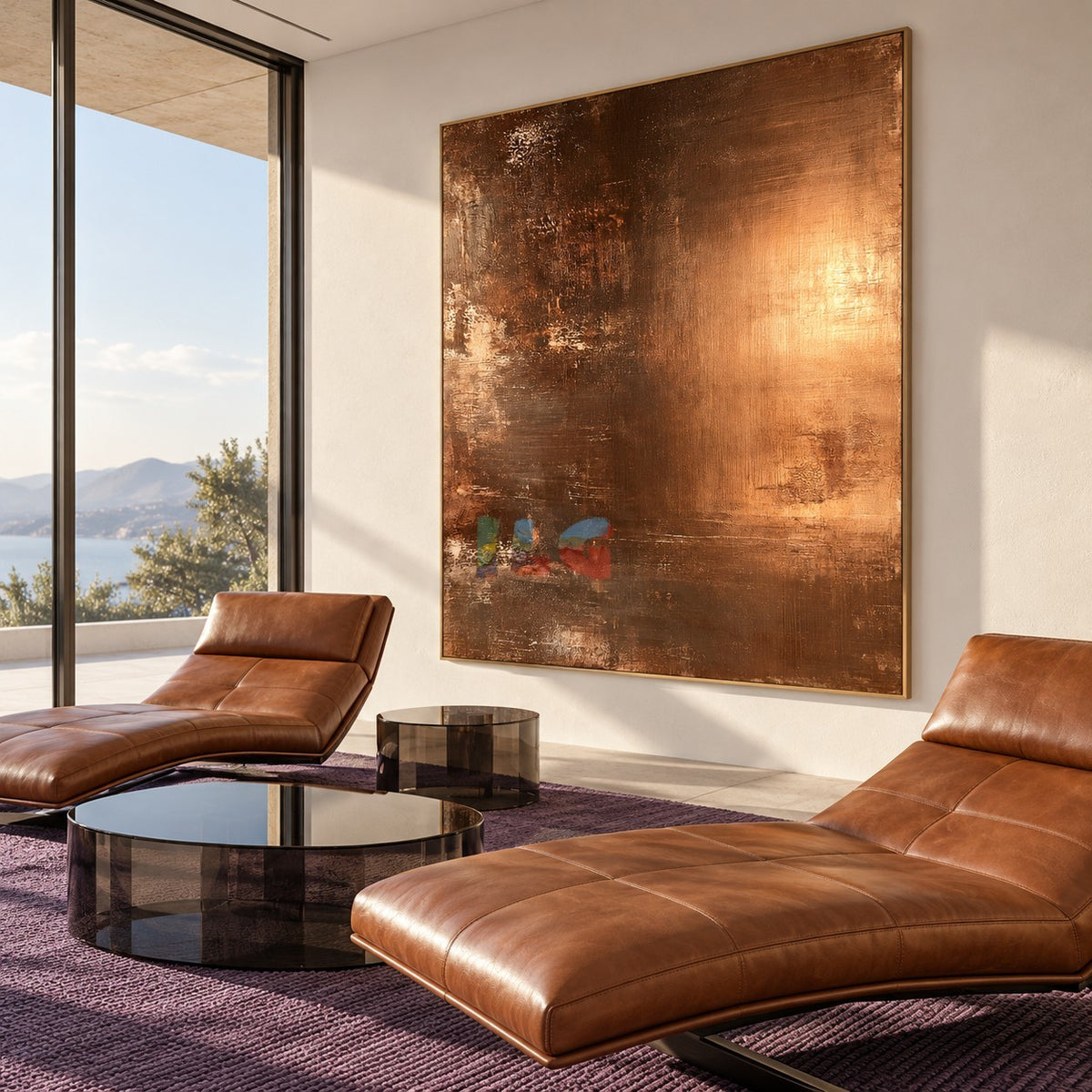 Burnished Ember – Metallic Copper Abstract Textured Wall Art