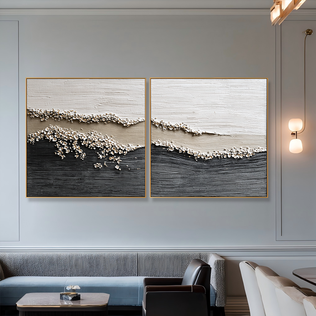 Coastal Bliss – Hand-Painted Textured Ocean Canvas Art