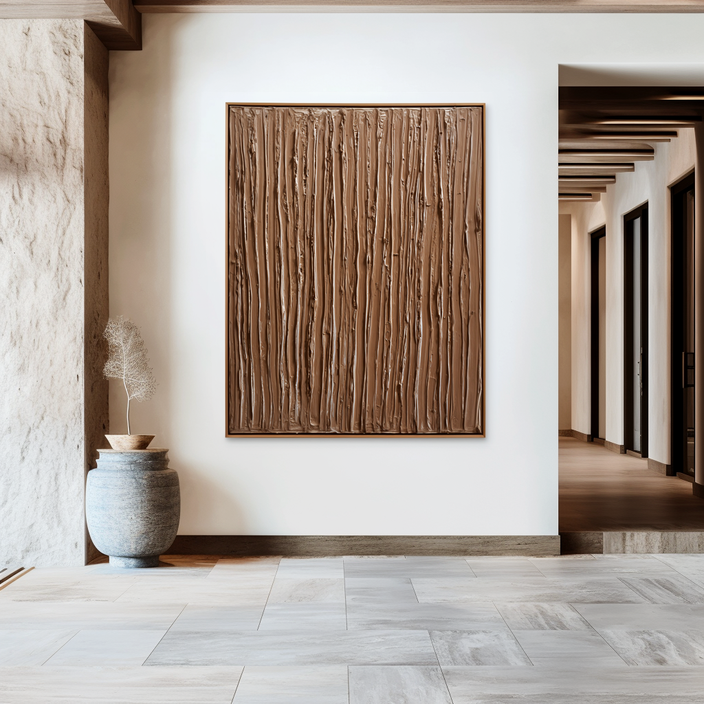 Earthbound Lines – Vertical Textured Minimal Wall Art