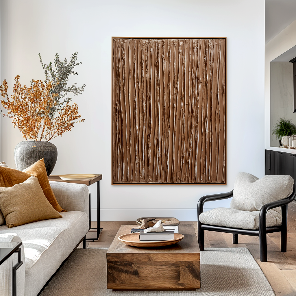 Earthbound Lines – Vertical Textured Minimal Wall Art