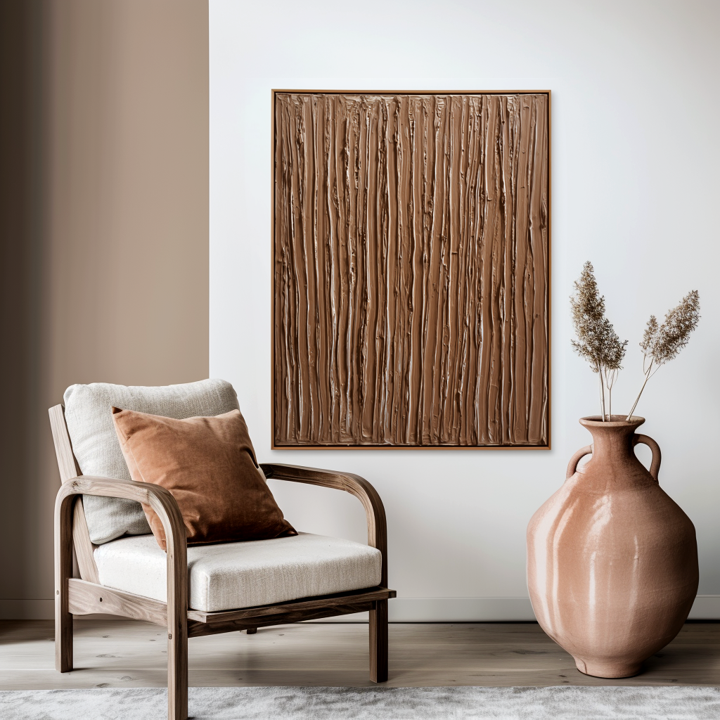 Earthbound Lines – Vertical Textured Minimal Wall Art