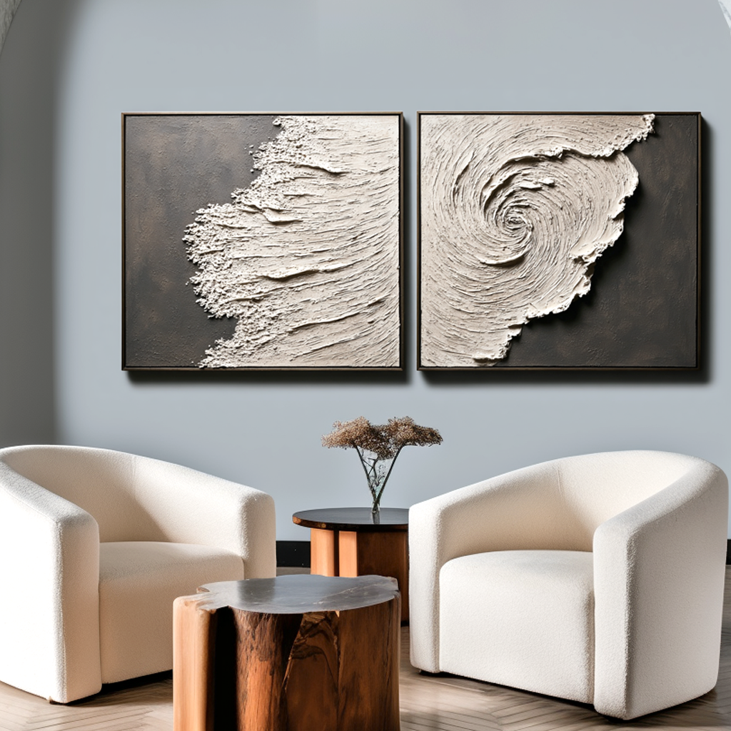 Erosion in Motion – Textured Abstract Diptych Wall Art