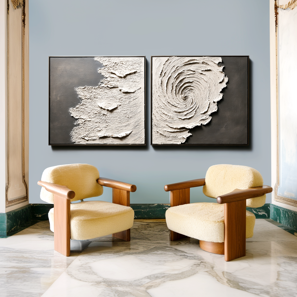 Erosion in Motion – Textured Abstract Diptych Wall Art