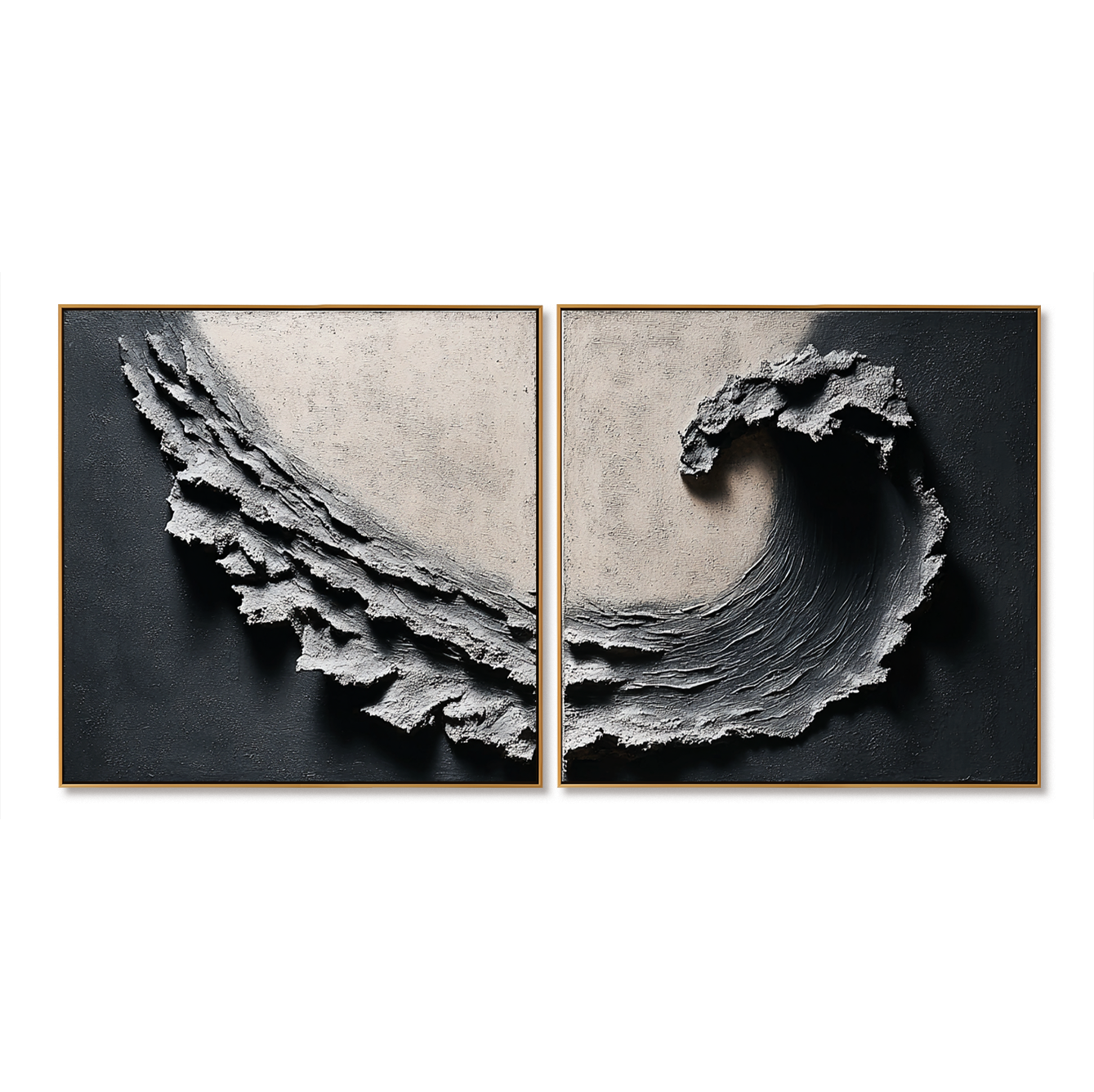 Dark Textured Abstract Diptych Wall Art, Hand-Painted Modern Canvas ...