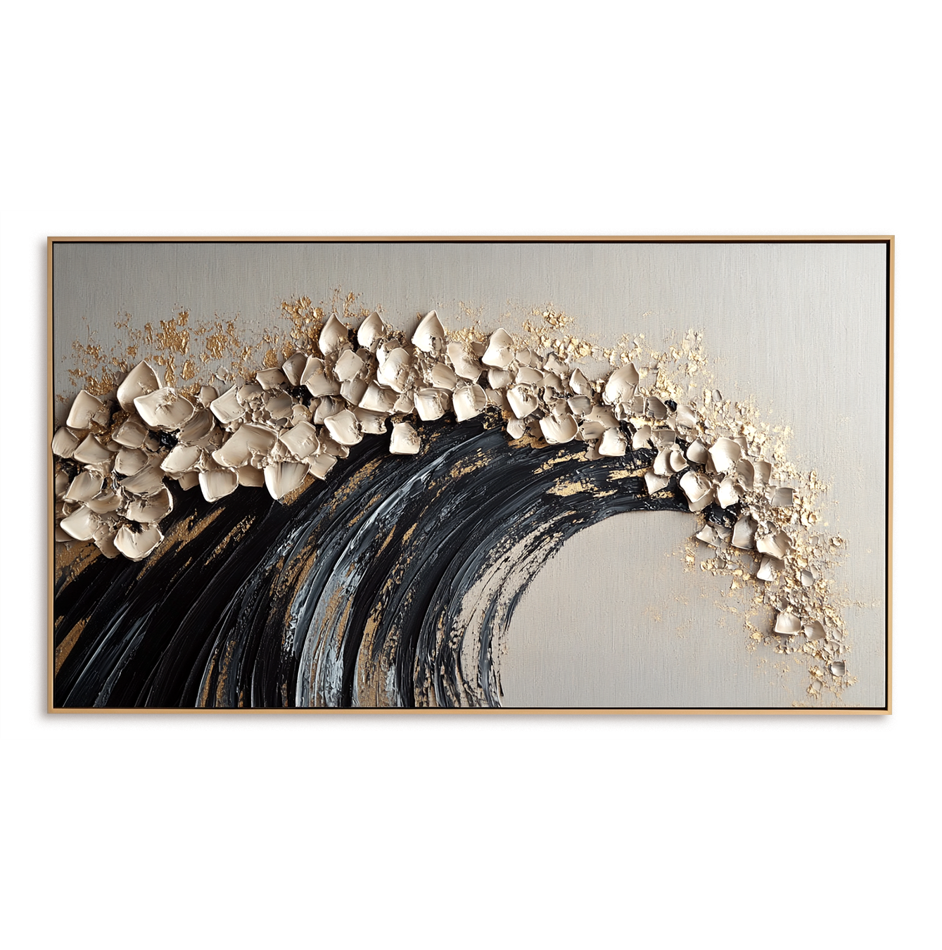 Gilded Break – Textured Abstract Wave Wall Art