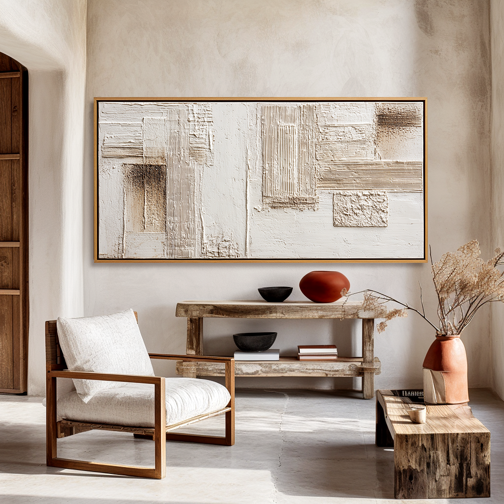 Intervals of Calm – Wabi-Sabi Textured Abstract Wall Art