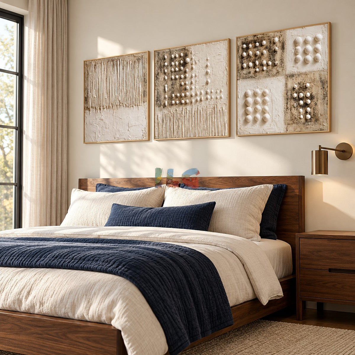 Ivory Relief Trio – Textured Geometric Wall Art