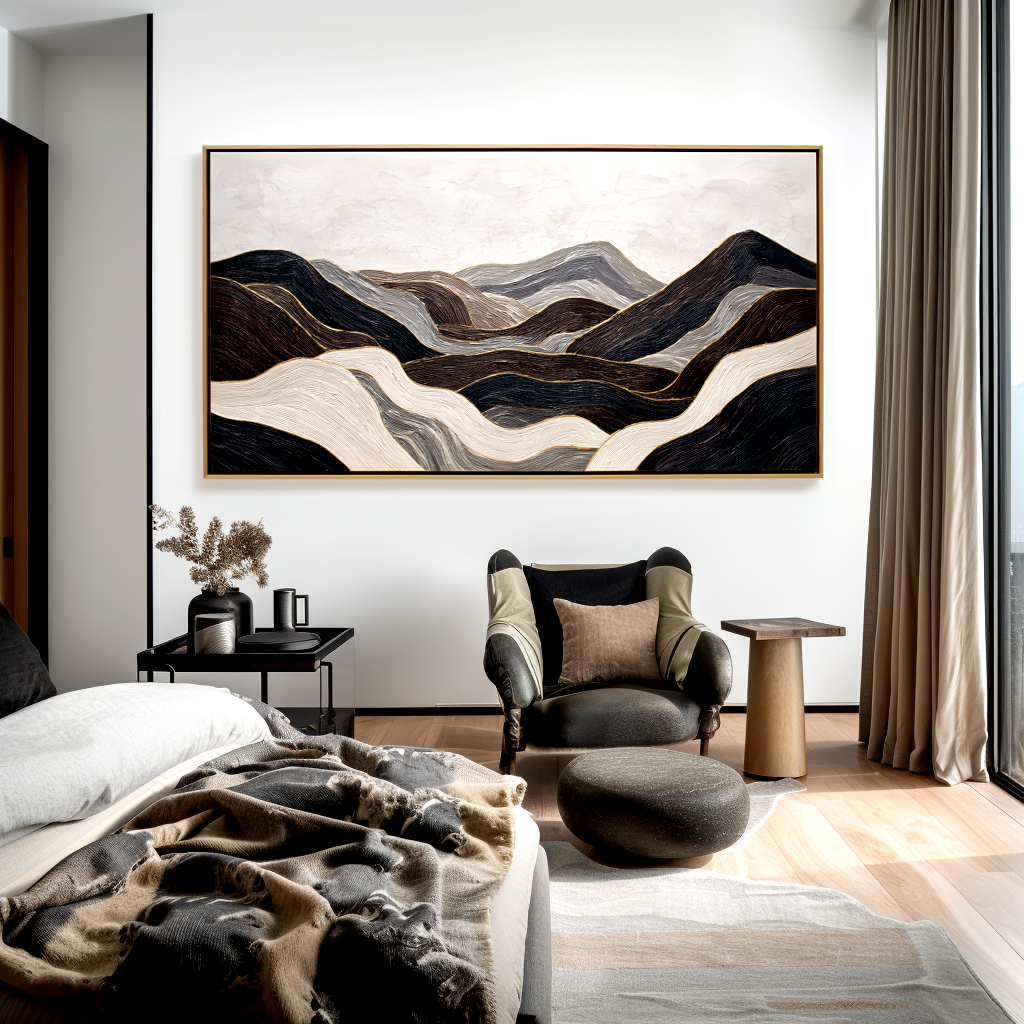 Layered Horizons – Textured Abstract Landscape Wall Art