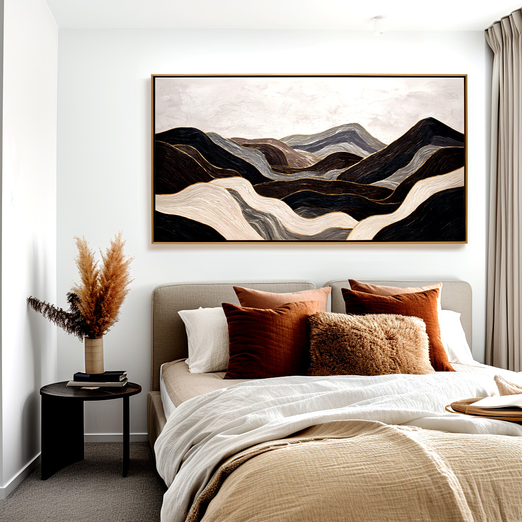 Layered Horizons – Textured Abstract Landscape Wall Art