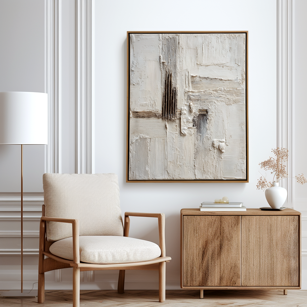 Layered Stillness – Wabi-Sabi Textured Abstract Wall Art