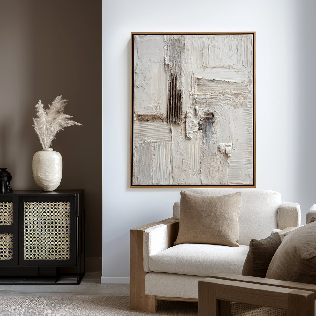 Layered Stillness – Wabi-Sabi Textured Abstract Wall Art