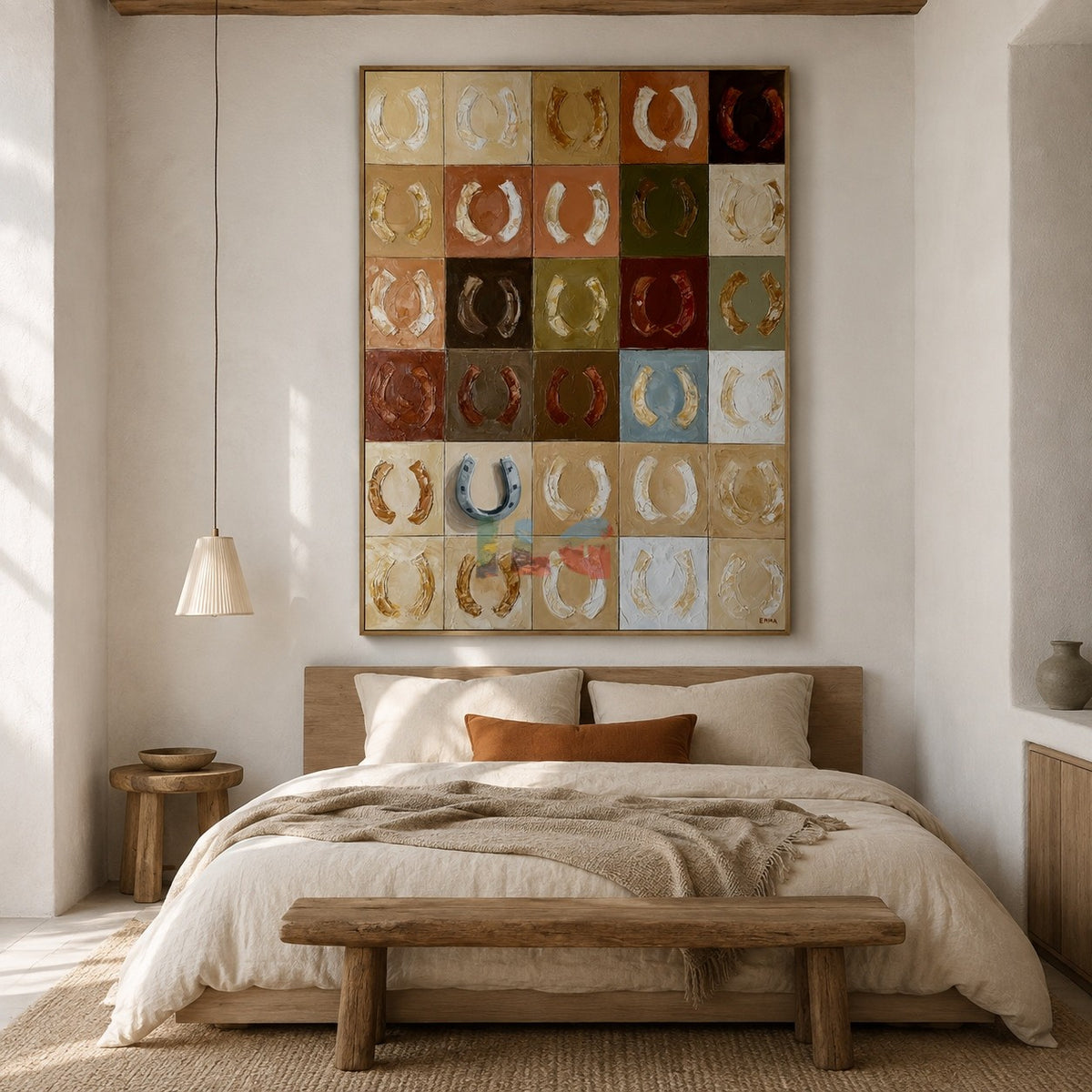 Lucky Horseshoe Grid – Western Textured Wall Art
