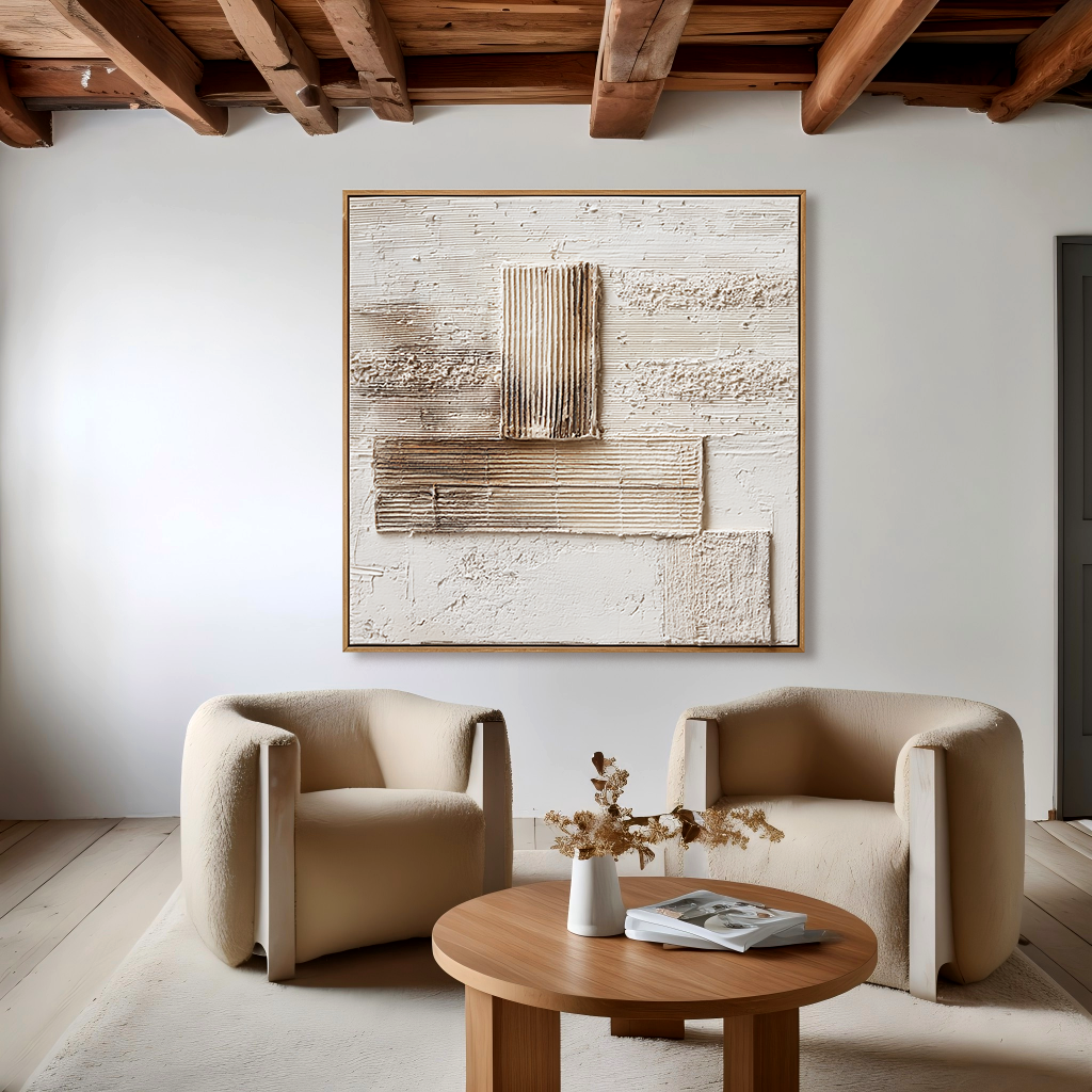 Measured Silence – Wabi-Sabi Textured Abstract Wall Art