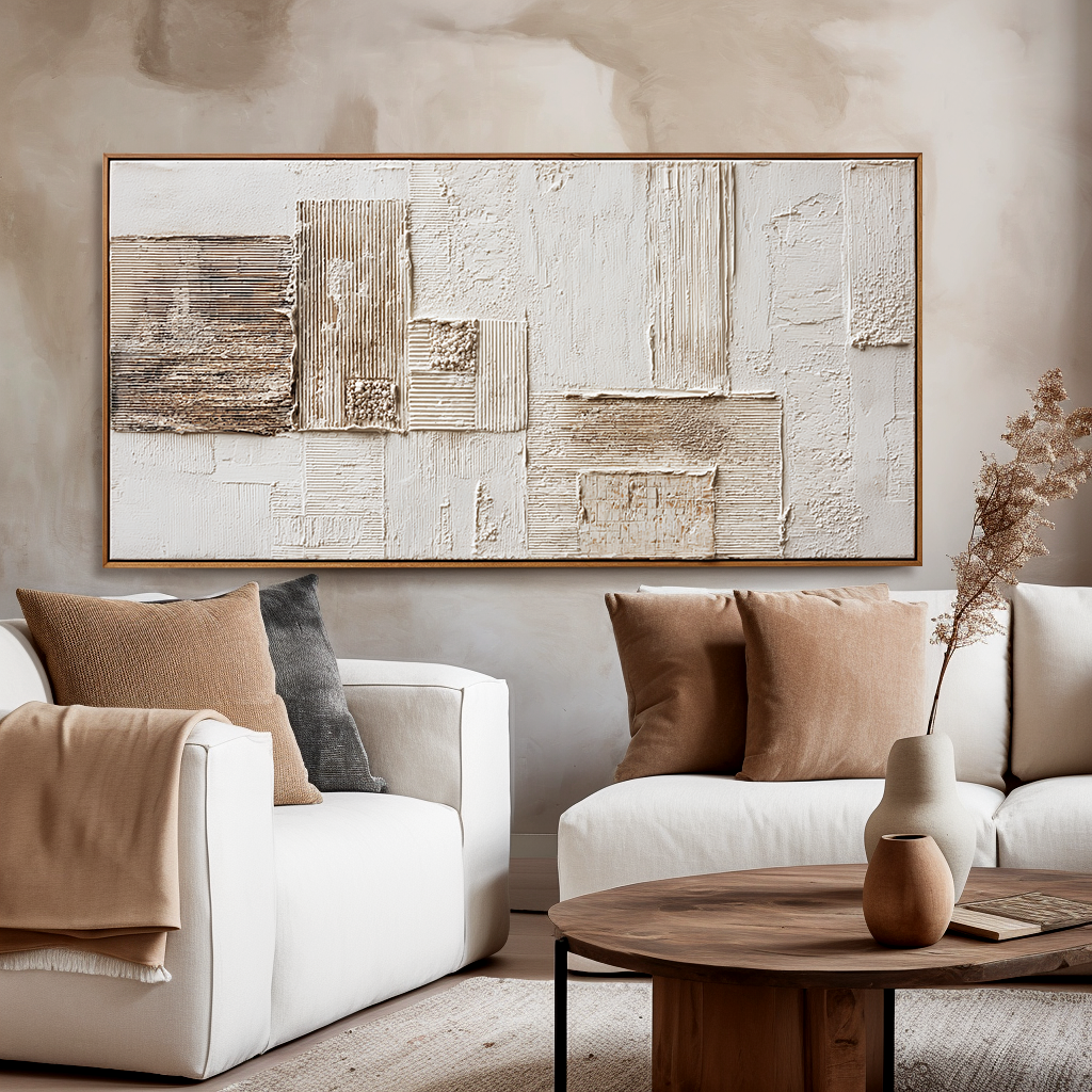 Measured Stillness #3 – Wabi-Sabi Textured Abstract Wall Art