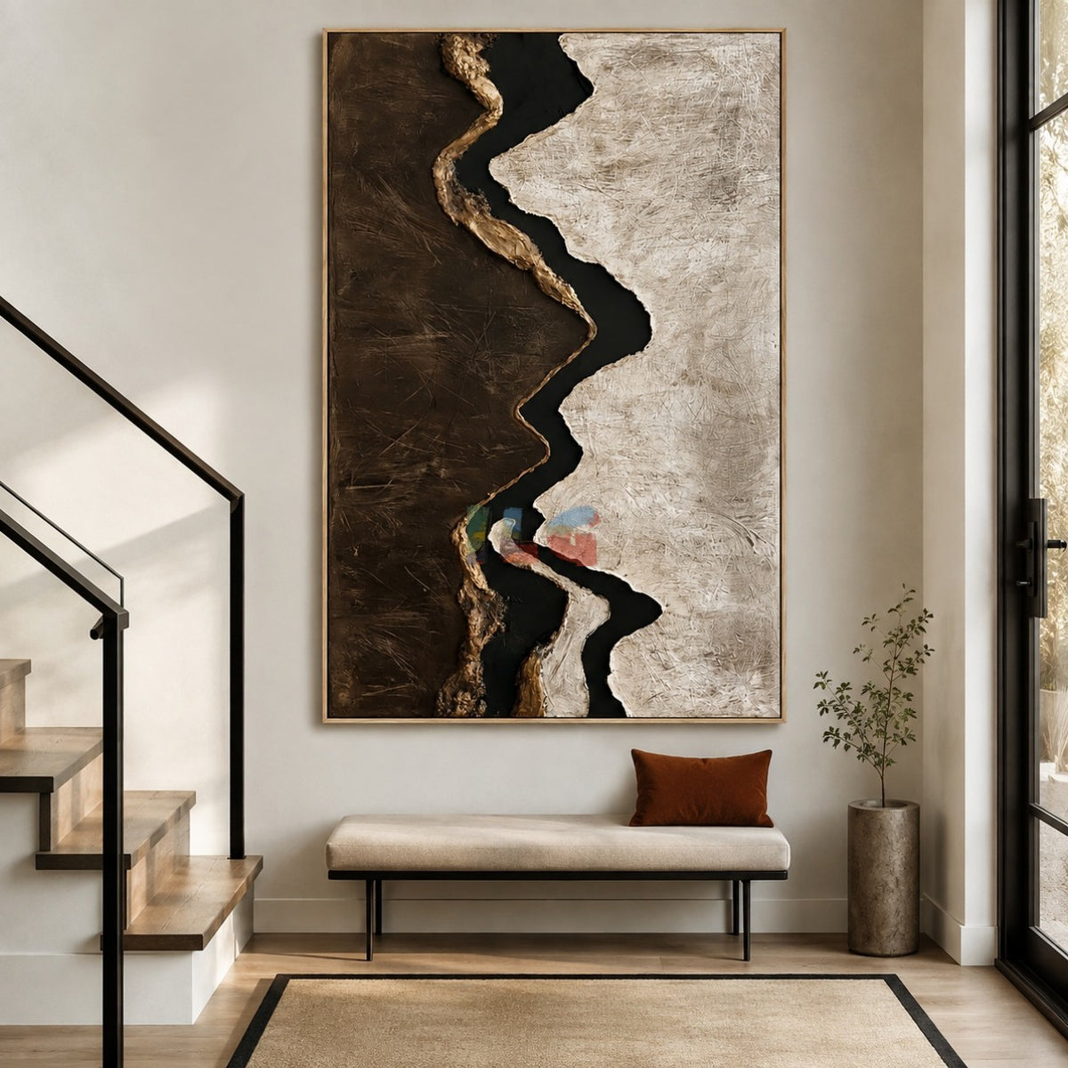 Midnight Ravine Trace – Abstract Organic Textured Wall Art