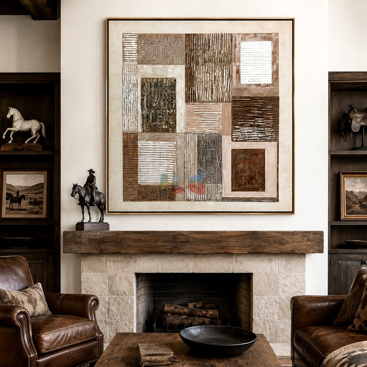 Neutral Atelier Blocks – Abstract Geometric Textured Wall Art