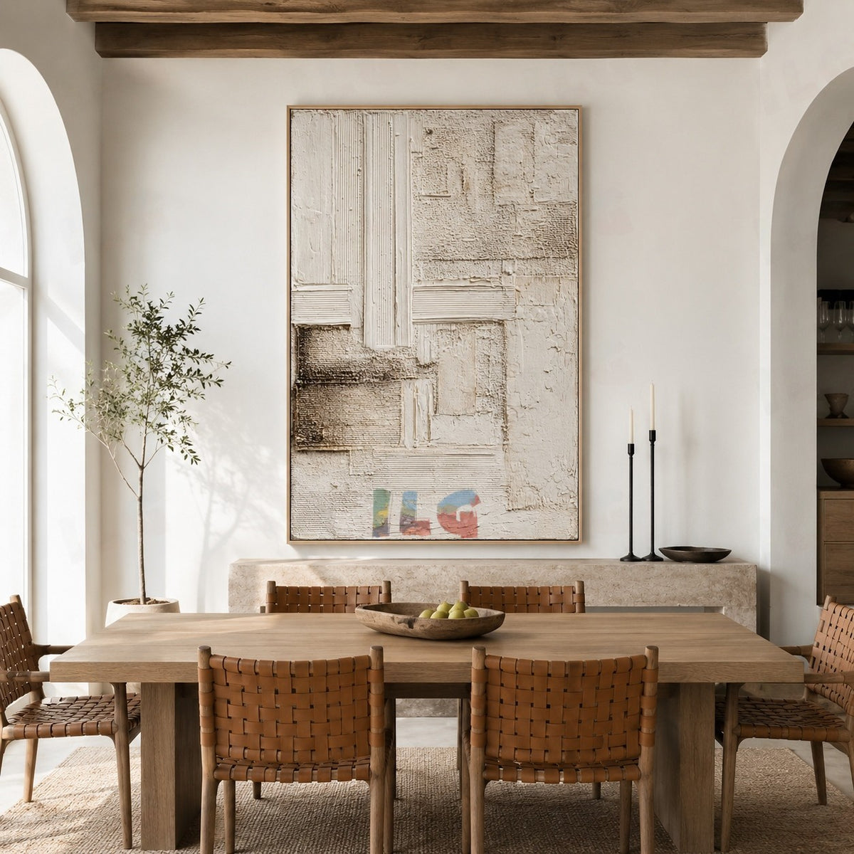 Neutral Layers Composition – Abstract Textured Wall Art
