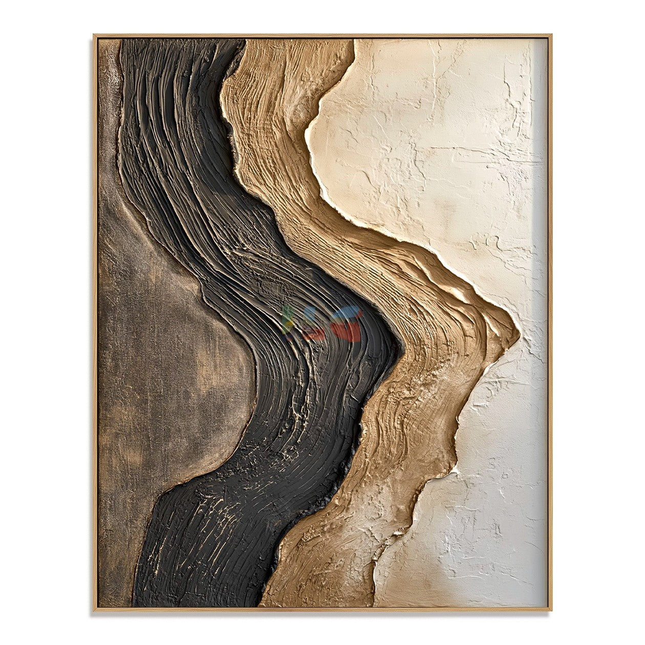 Noir Gilded Drift – Abstract Organic Textured Wall Art