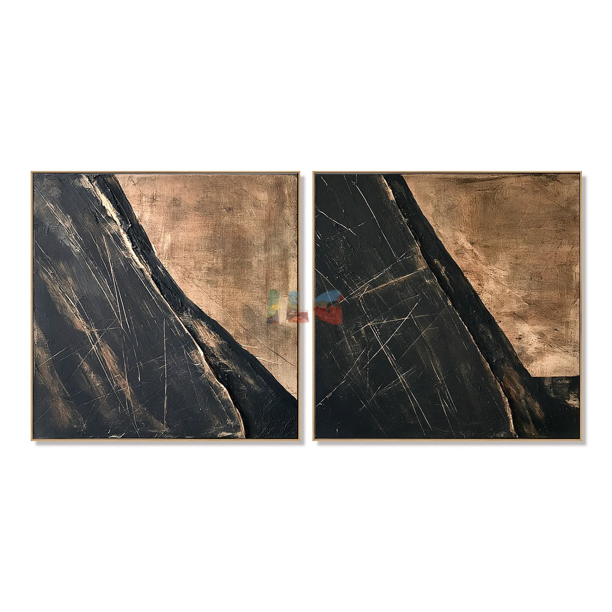 Obsidian Drift Pair – Abstract Wabi-Sabi Textured Wall Art