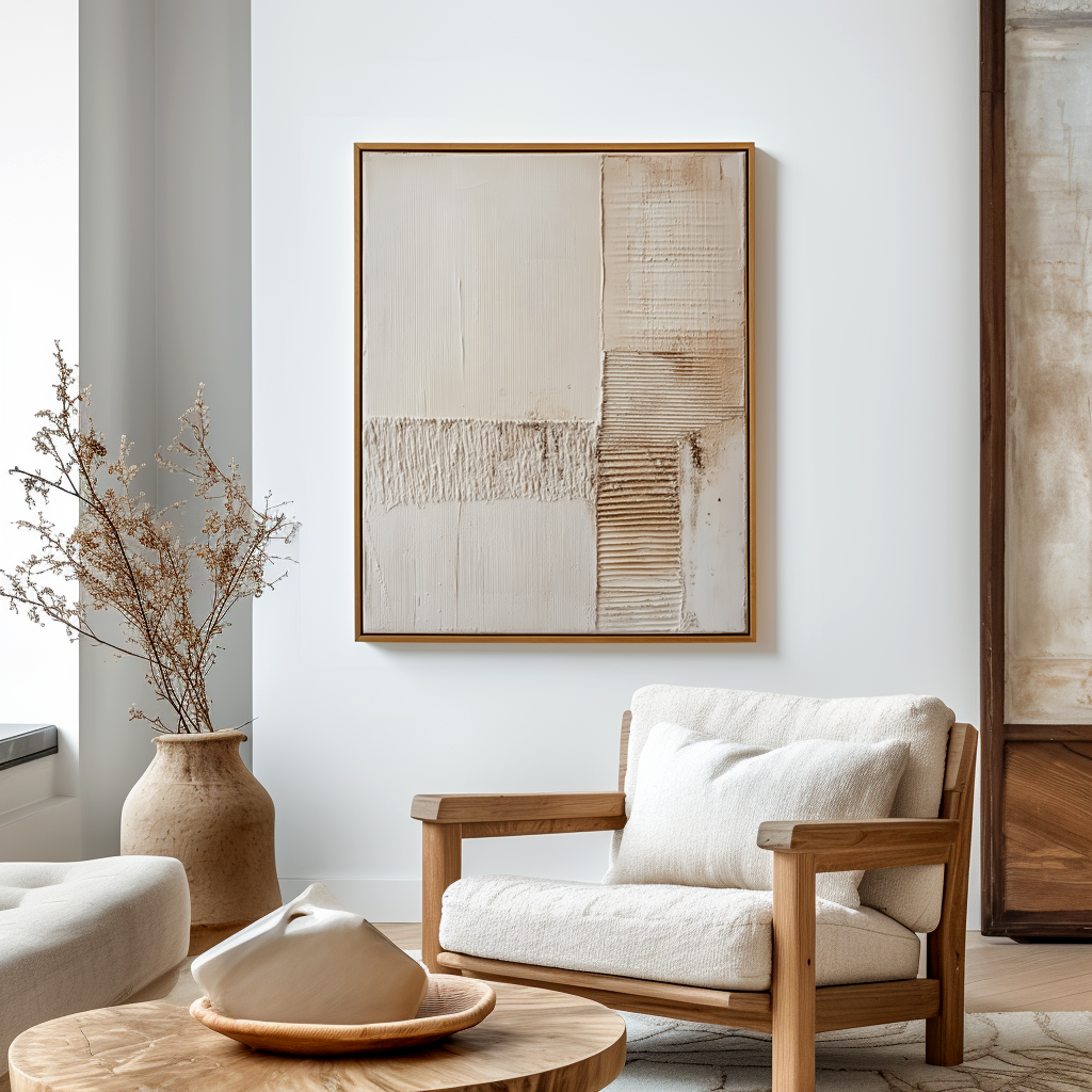 Quiet Alignment – Wabi-Sabi Textured Minimalist Wall Art