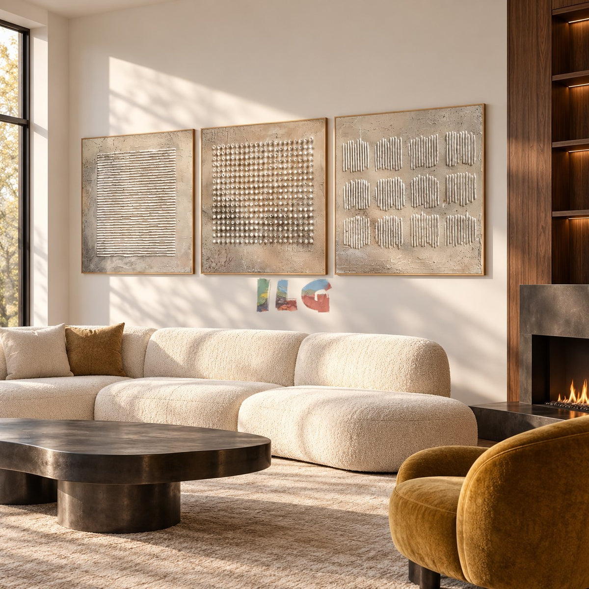 Sculpted Stillness – Neutral Textured Triptych Wall Art
