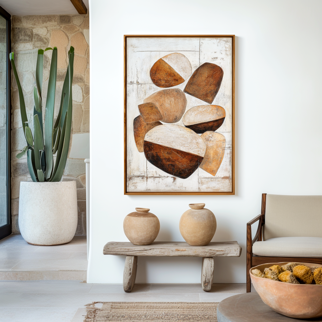 Settled Forms – Wabi-Sabi Abstract Stone Wall Art