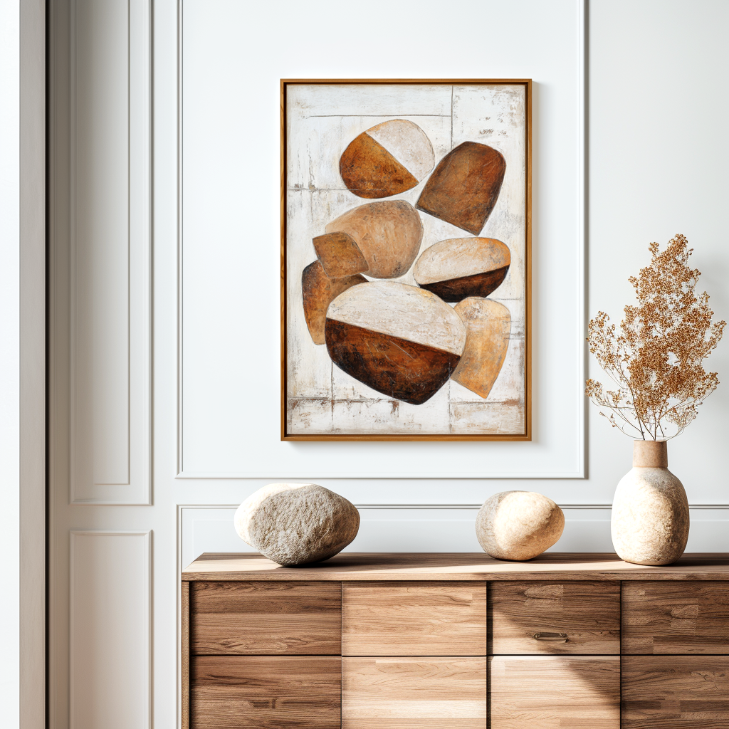Settled Forms – Wabi-Sabi Abstract Stone Wall Art